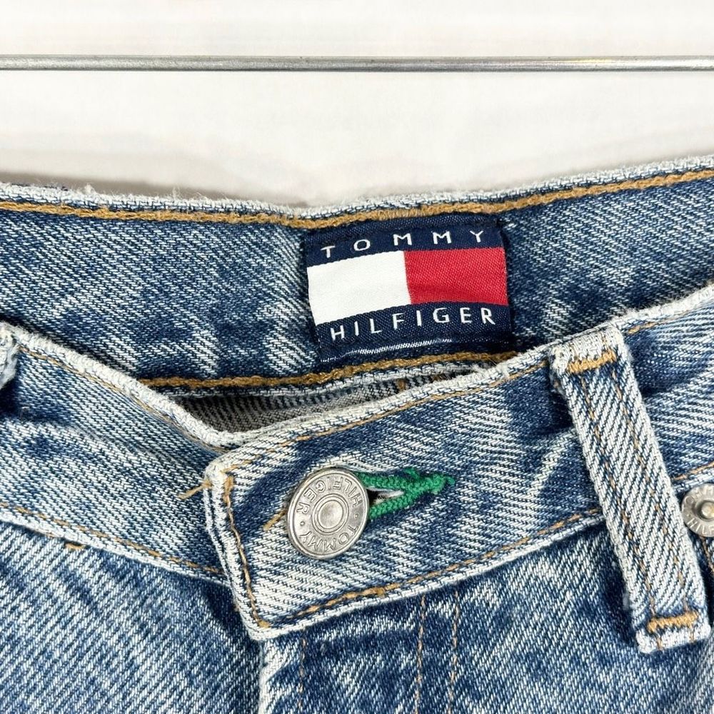 VTG Tommy Hilfiger Jeans Size 30x30 Straight Leg 90s Spell Out Big Flag Blue 223 - Picture 7 of 9